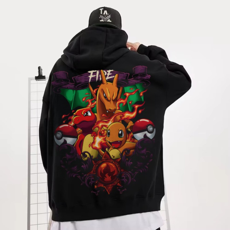 Y2K Winter Clothing - أسود المتضخم 4xl Pok É Mon