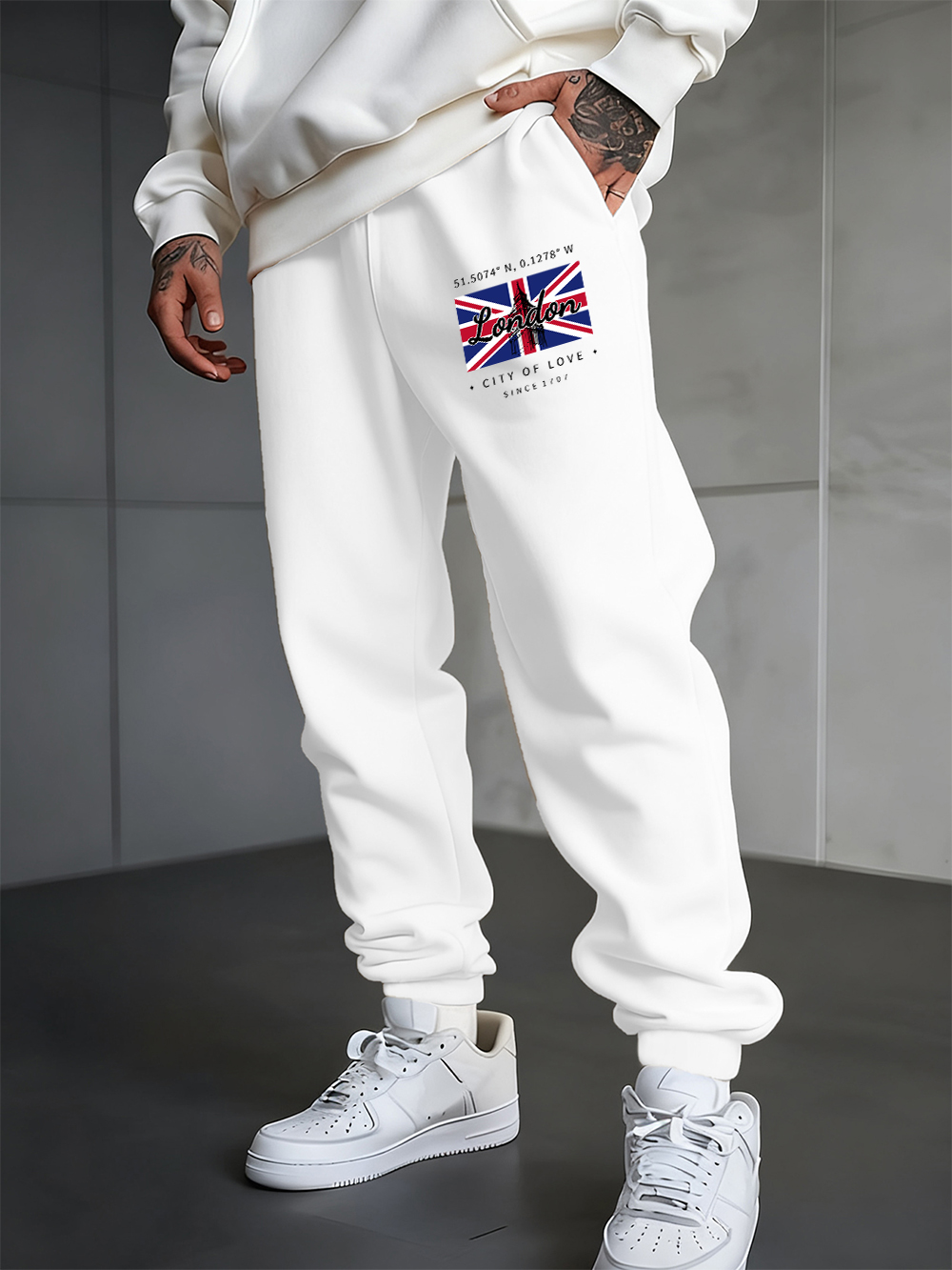 Winter Clothing London - لندن مدينة الحب العلم Sweatpants رجالي